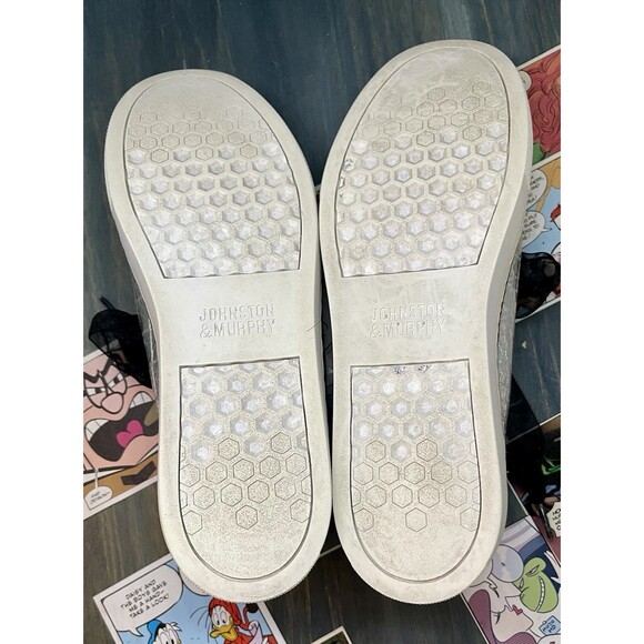 Johnston & Murphy Silver Sz7 Leather Snakeskin Sneakers Callie Lace Up True foam - Picture 9 of 9